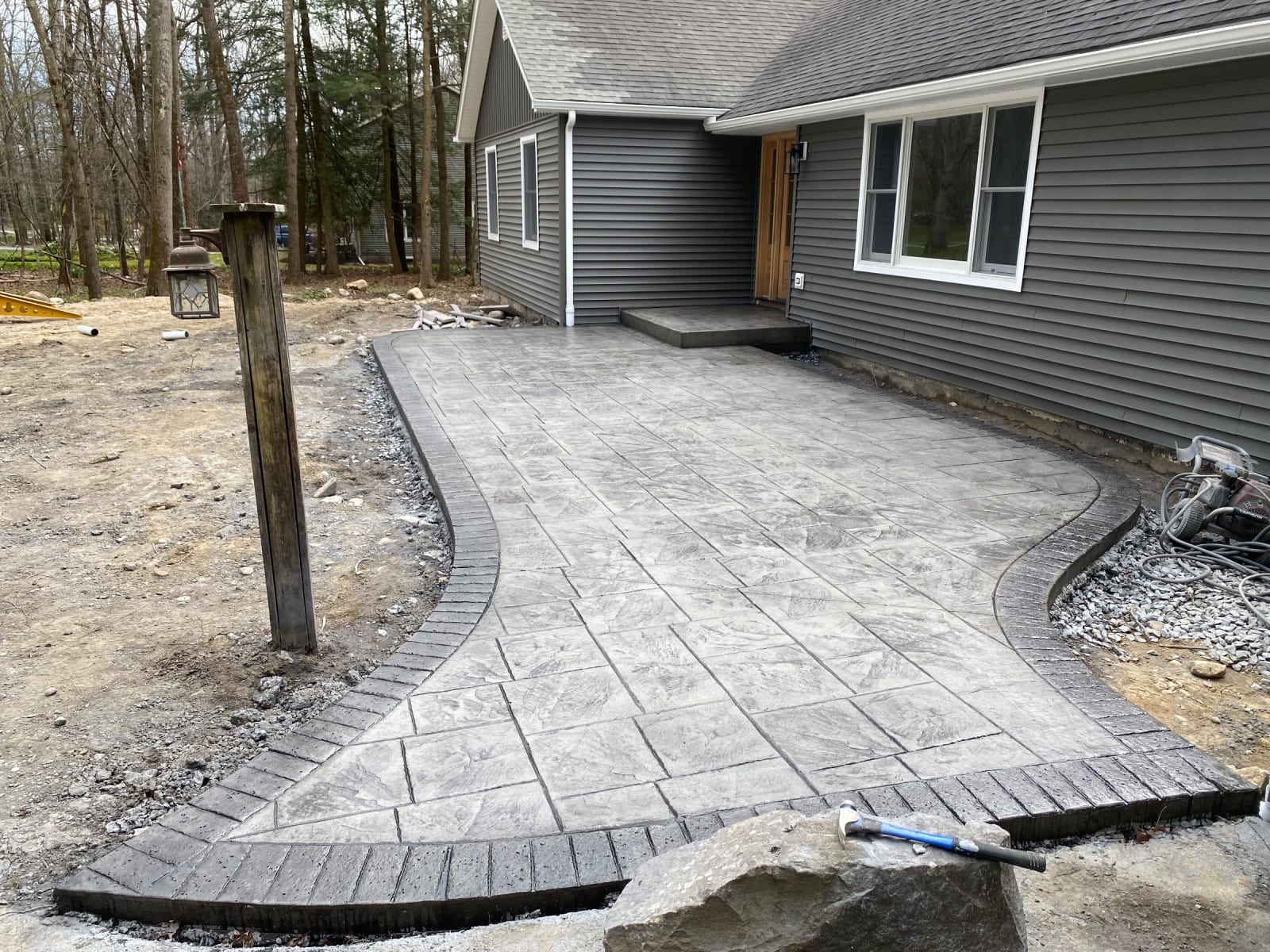 Stamped patio, cut border by Legacy Concrete, Poughkeepsie