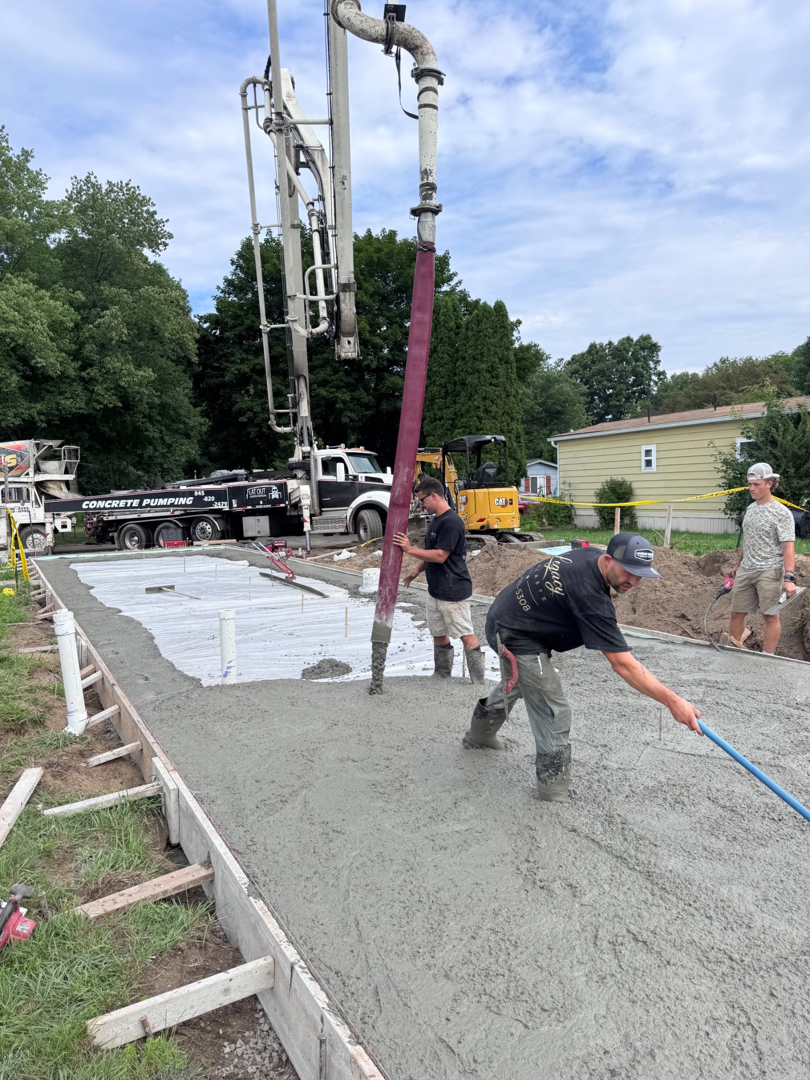 Pump truck on site by Legacy Concrete, Poughkeepsie